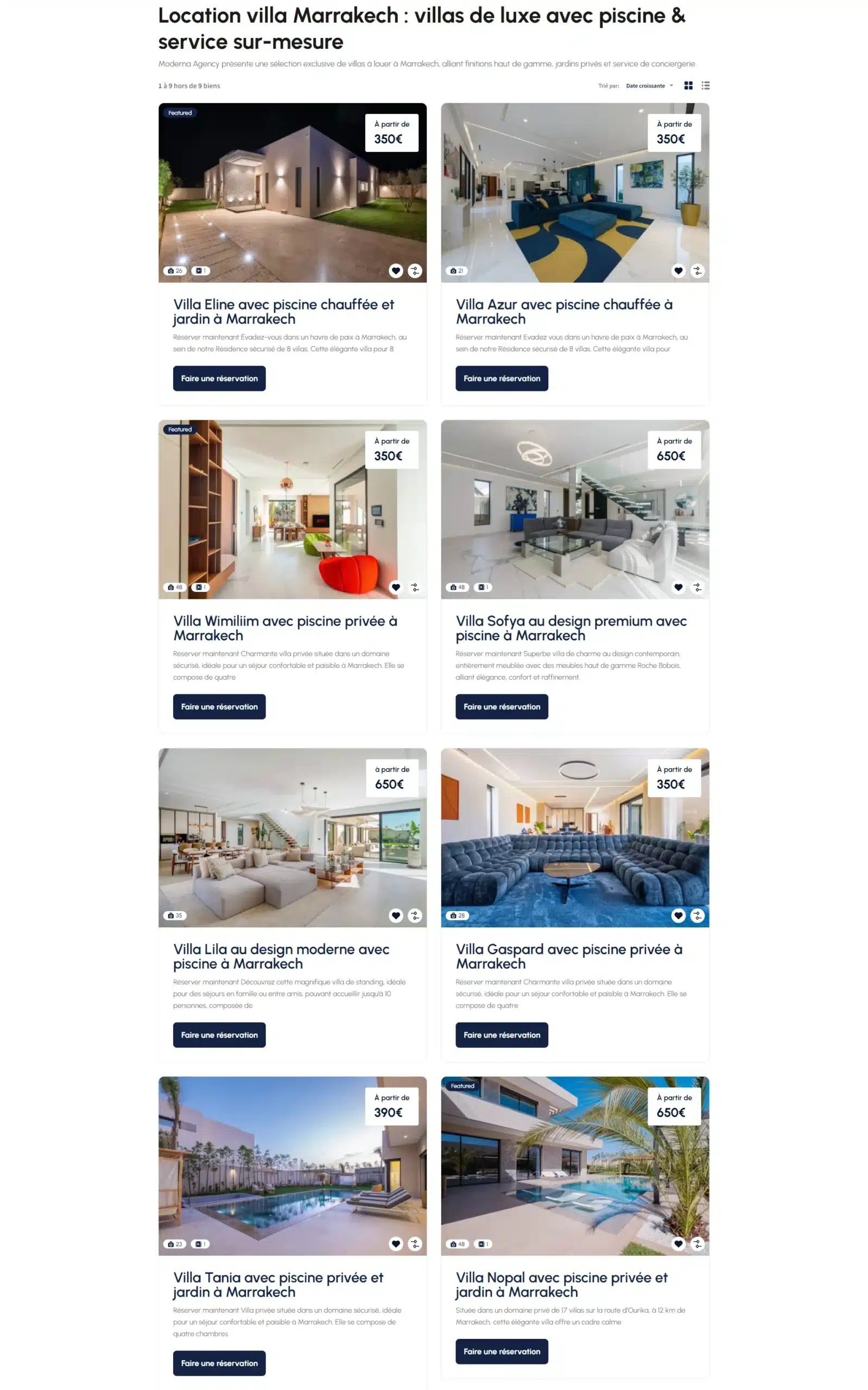 Catalogue location villa Marrakech Moderna Agency villas piscine privée jardin luxe_resultat