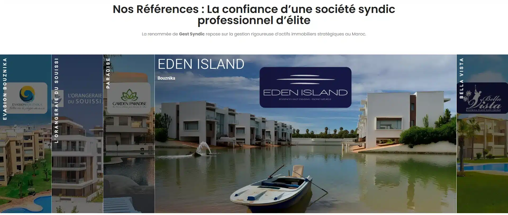 Référence immobilière Eden Island Bouznika gérée par Gest Syndic société syndic professionnel Maroc