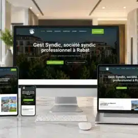 Site web Gest Syndic société syndic professionnel Rabat affiché sur ordinateur tablette et smartphone - gestion de copropriété Maroc