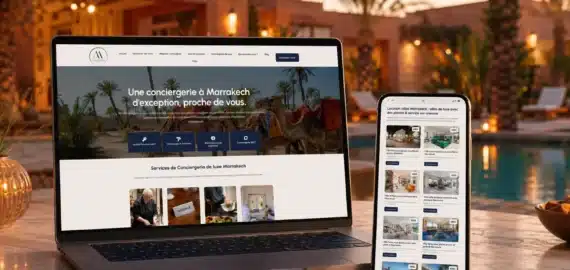 Site web Moderna Agency location villas appartements luxe Marrakech affiché sur ordinateur et smartphone_resultat